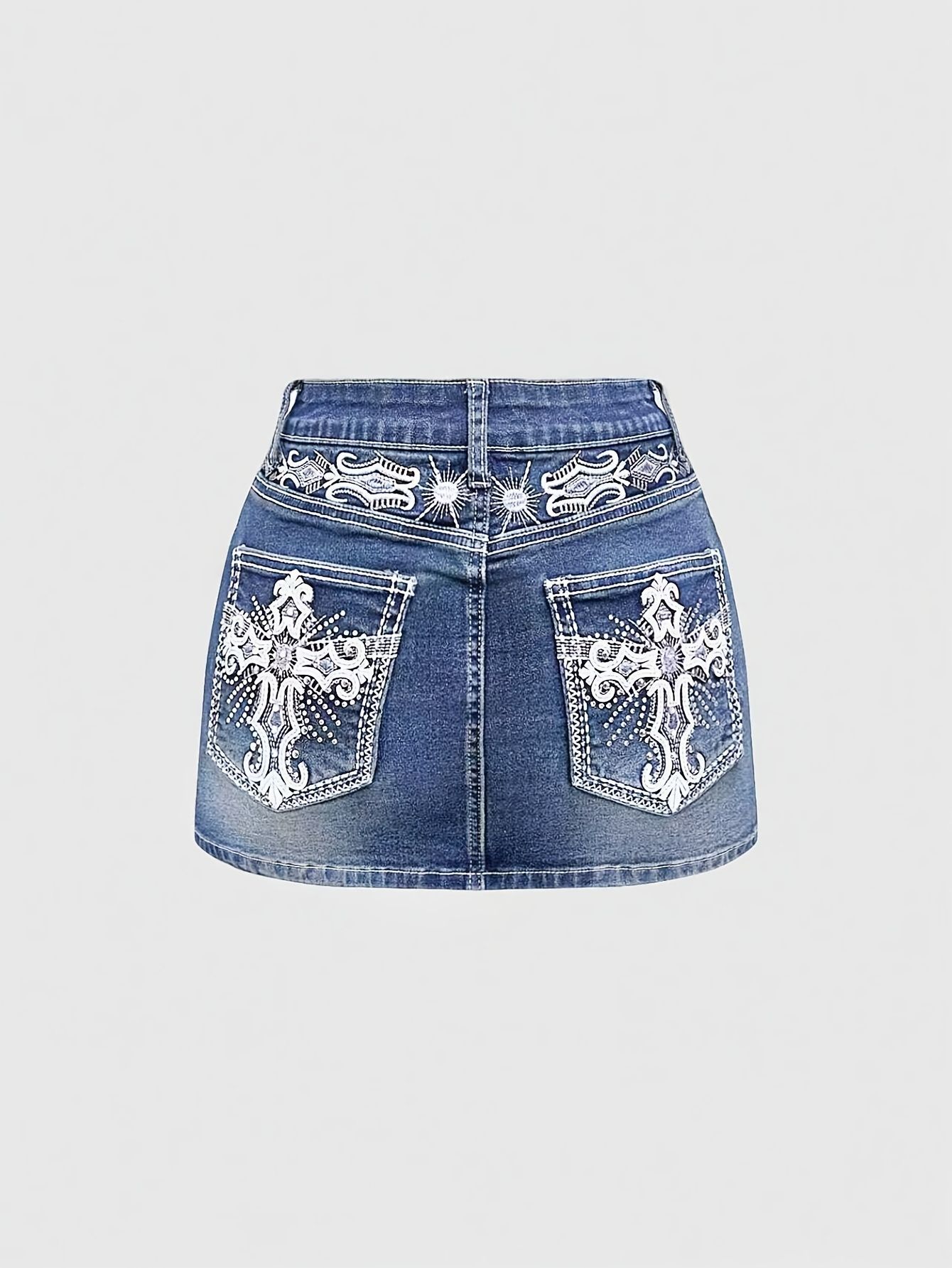 Embroidery Skirt - New Fashion Casual High Waist Button