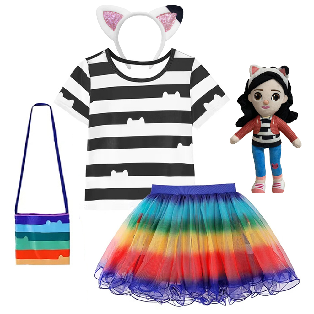 Embroidery Cat - Children Skirt Sets Ggabby Doll Girls