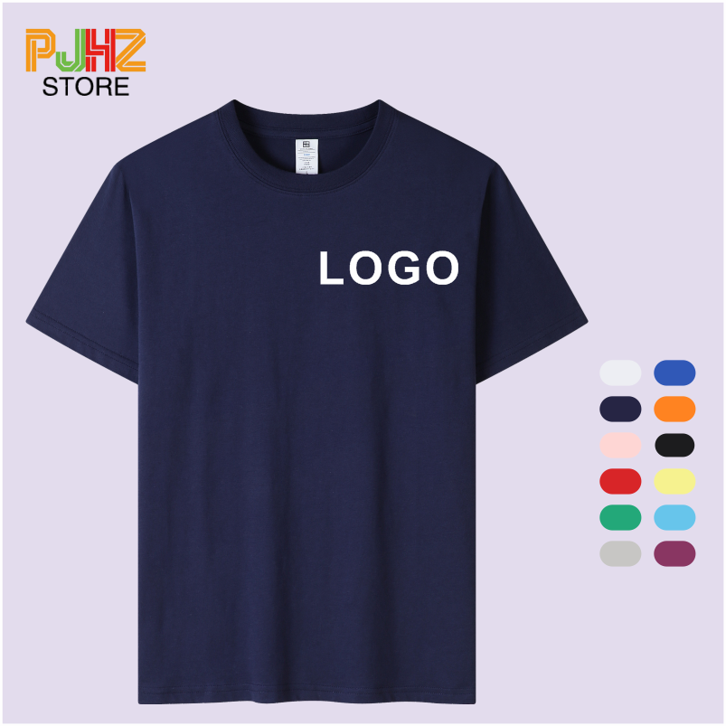 Embroidery Design Logo - 100% Cotton T-shirt Custom Logo Round
