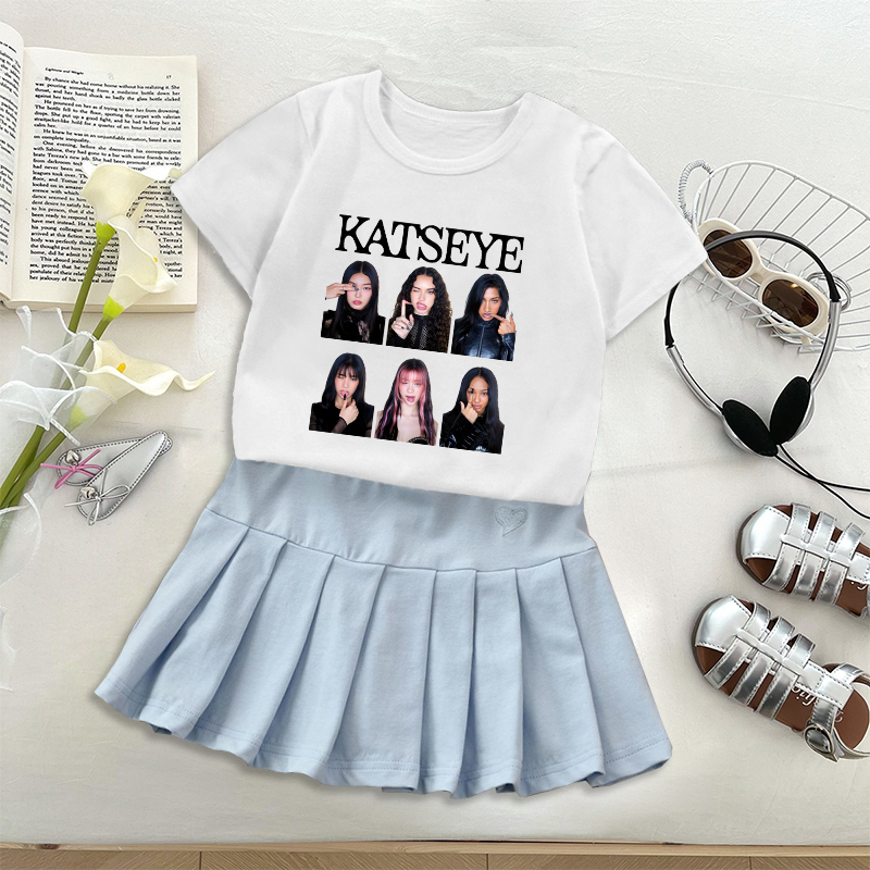 Fashion K POP K-KATSEYE T-shir - Embroidery Skirt 评论和价格