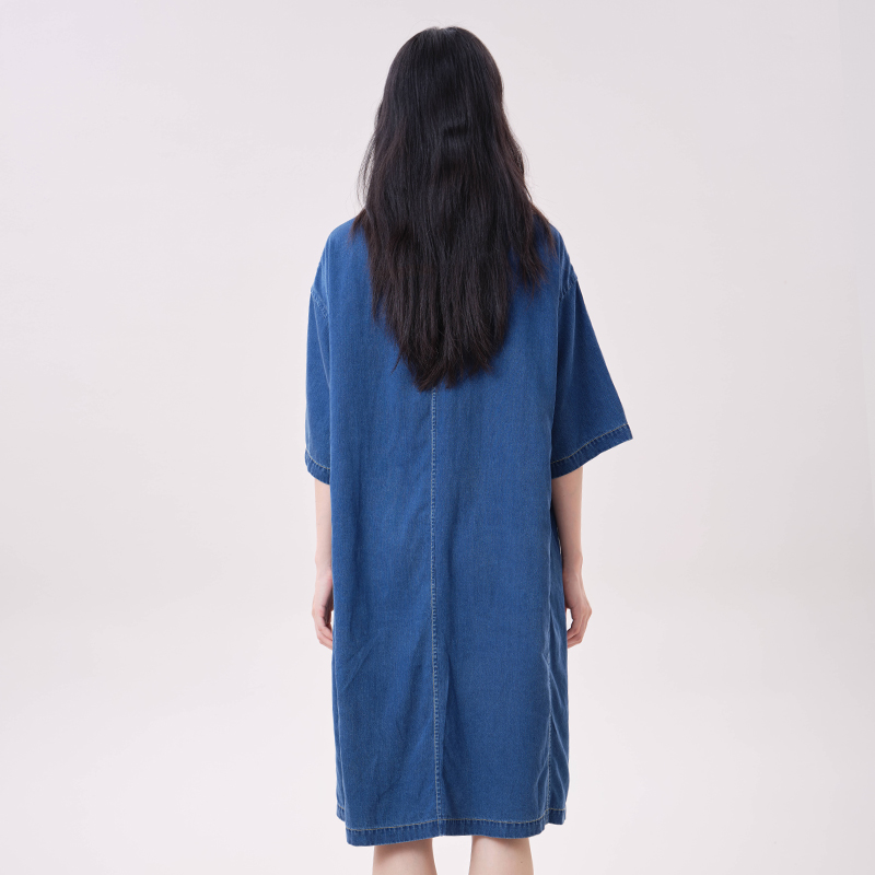 MOVEUP Lyocell Denim Dress Pol - Embroidery Cat 评论和价格