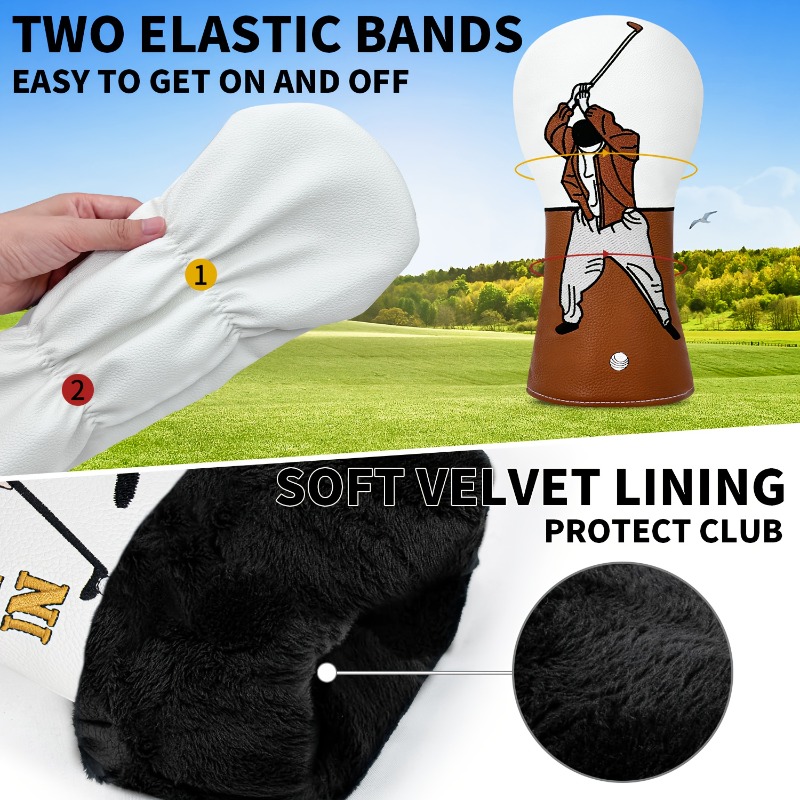 1pc High-Quality Golf Head Cov - Embroidery White 评论和价格