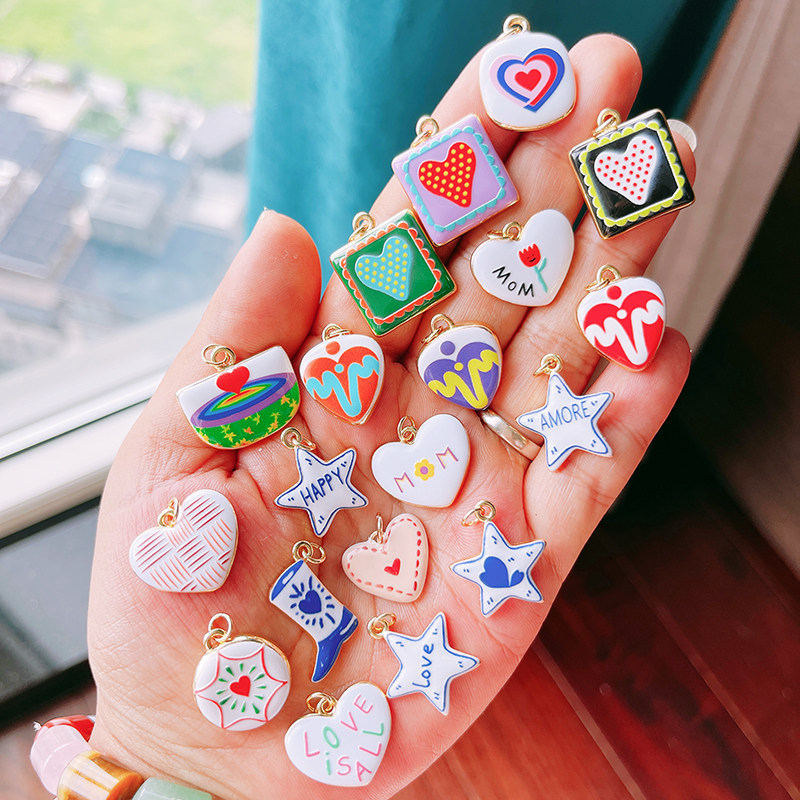 Lot 2pcs Trendy Heart Star Cha - Embroidery Charm 评论和价格