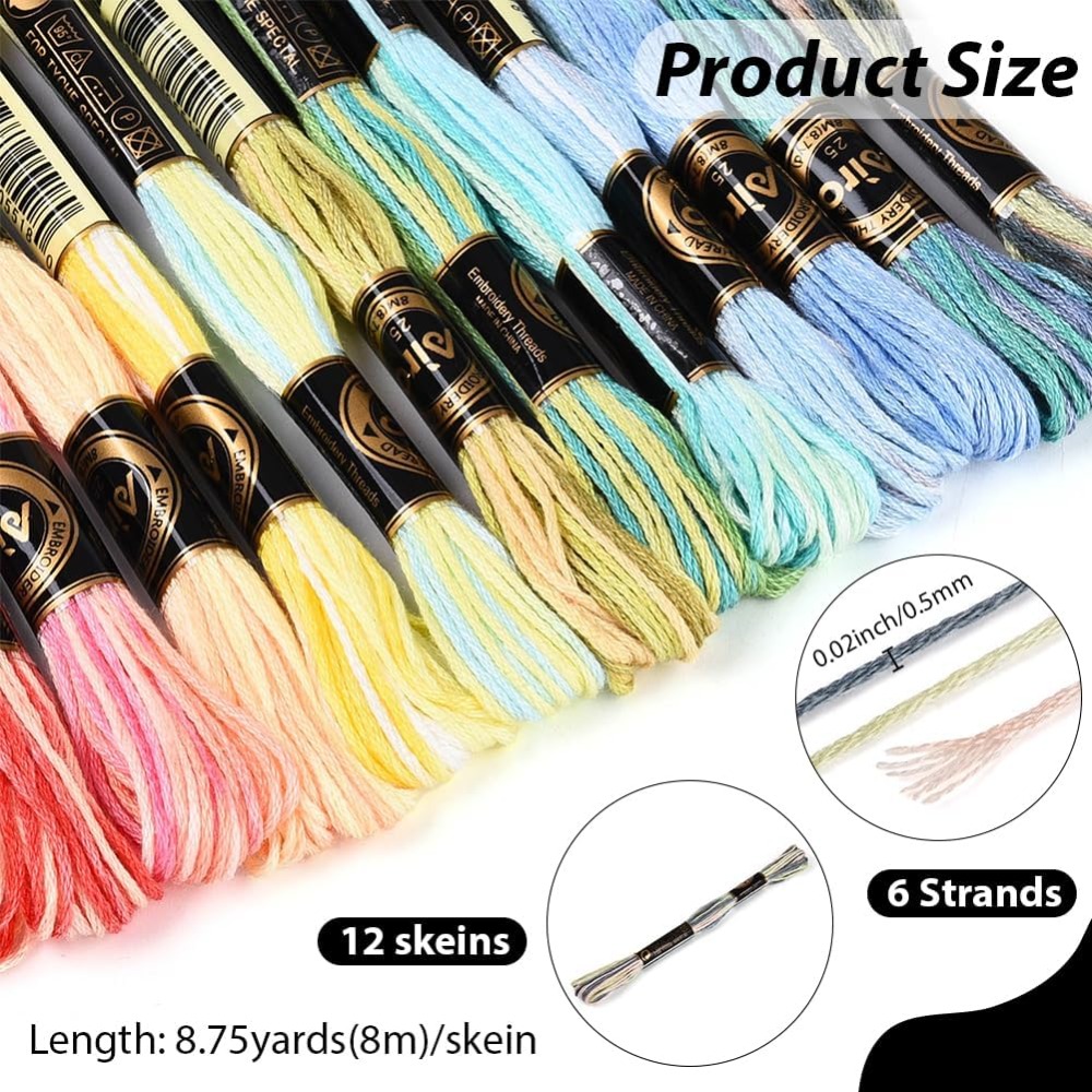 12 Skeins 105 Yards 6 Ply Vari - Embroidery Bracelet 评论和价格