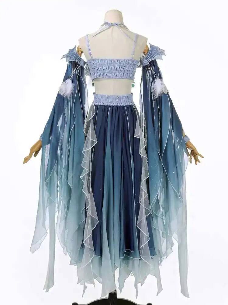 Exotic Blue Dress Heavy Embroi - Embroidery Skirt 评论和价格