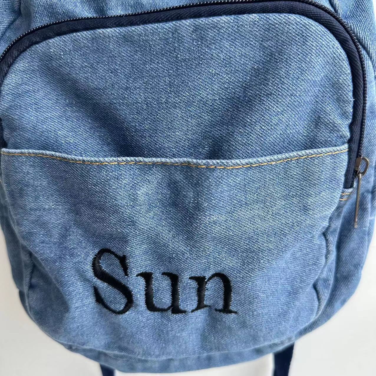 Denim Backpack Girls' New Stud - Embroidery Names 评论和价格