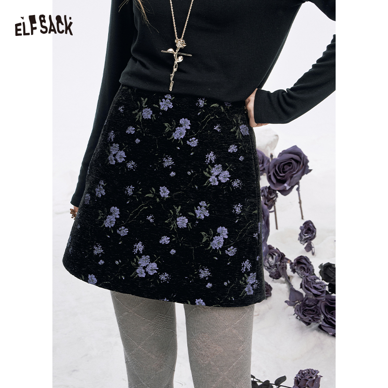 ELFSACK Y2K High Waist Gothic  - Embroidery Skirt 评论和价格
