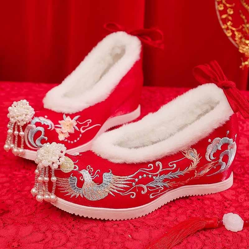 Winter Hanfu Shoes Women Chine - Embroidery White 评论和价格