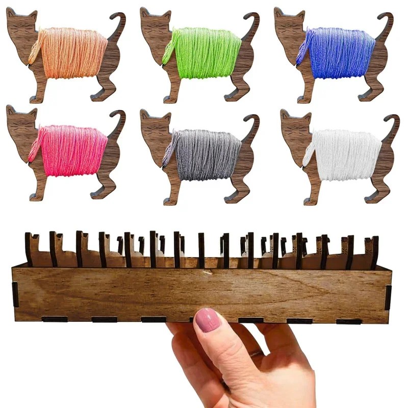 2026 Wooden Rabbit Spool Set w - Embroidery Cat 评论和价格
