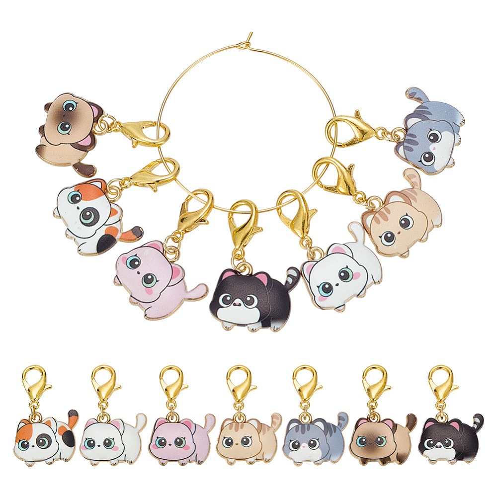 14Pcs 7 Styles Cat Alloy Ename - Embroidery Cat 评论和价格
