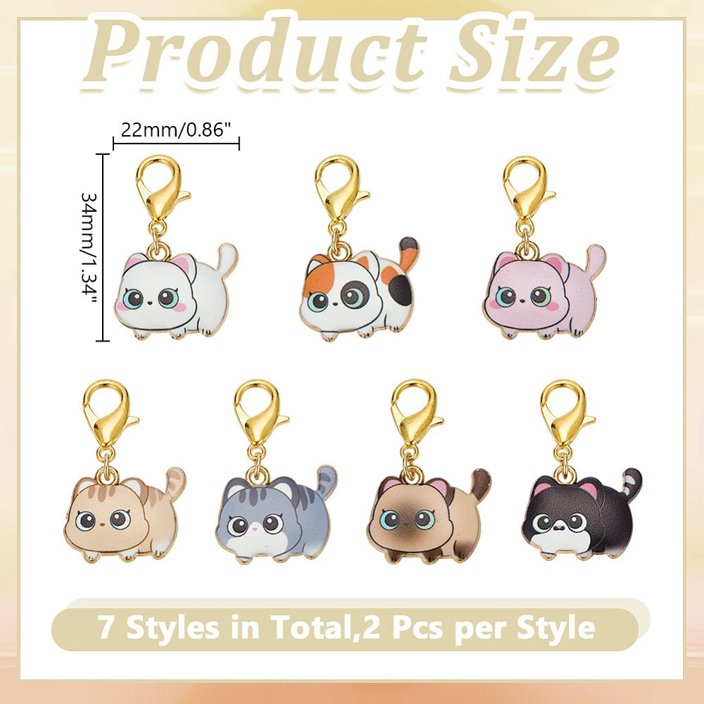 14Pcs 7 Styles Cat Alloy Ename - Embroidery Cat 评论和价格