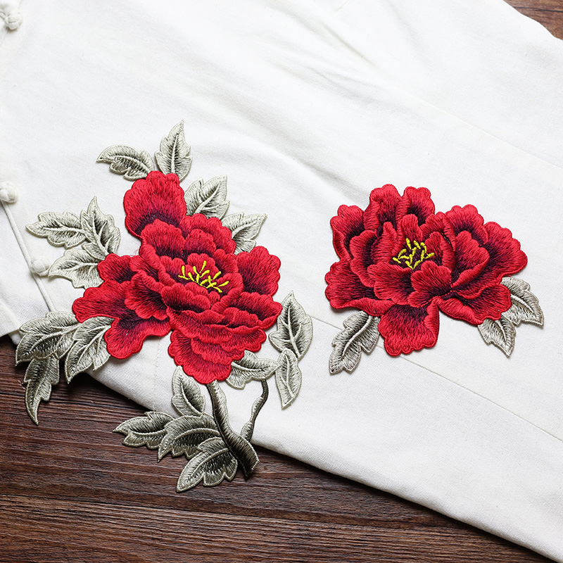 1 Pair Red Pink Yellow Embroid - Embroidery Yellow Flower 评论和价格