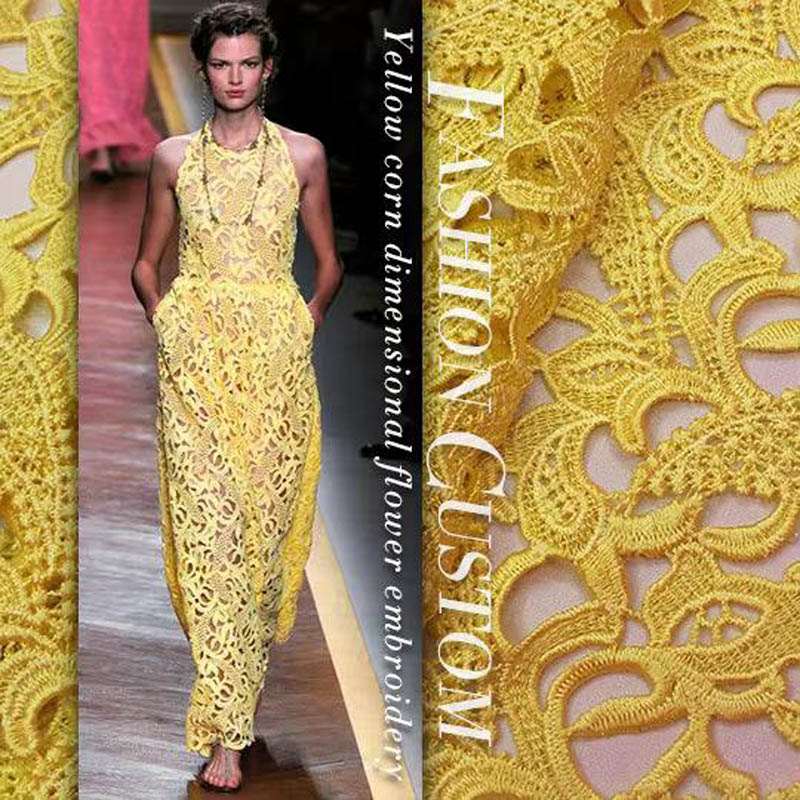 high-end lace cloth yellow ste - Embroidery Yellow Flower 评论和价格