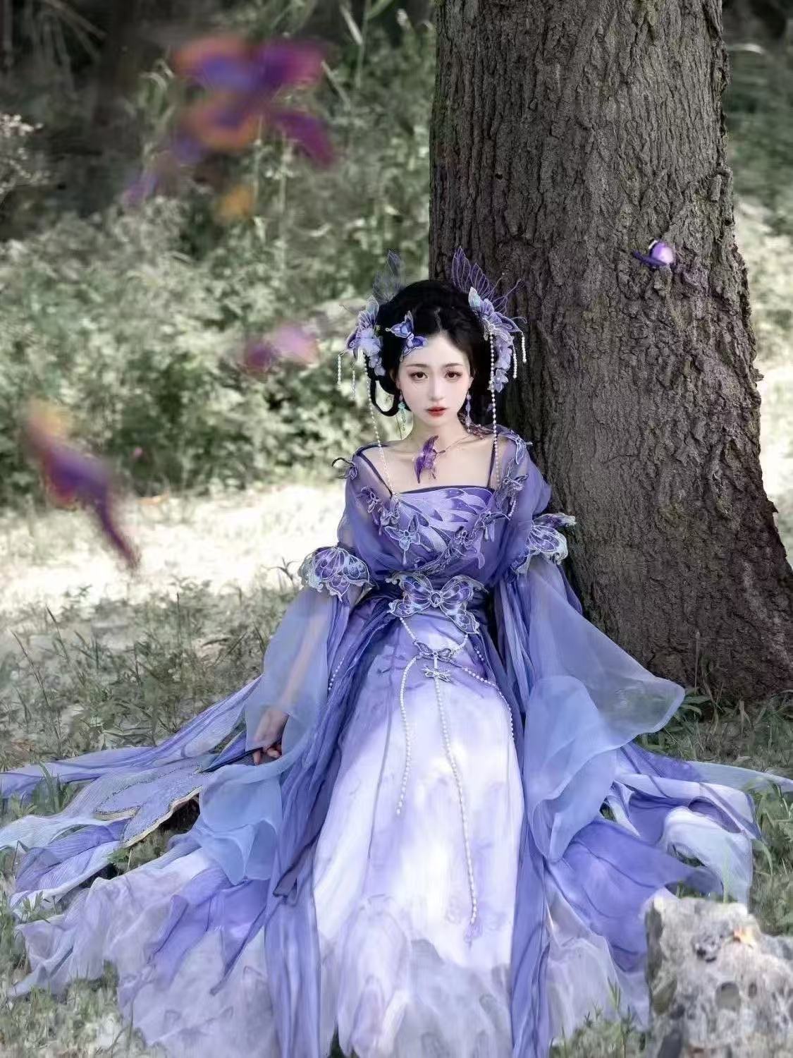 Original Chinese Purple Hanfu  - Embroidery Skirt 评论和价格