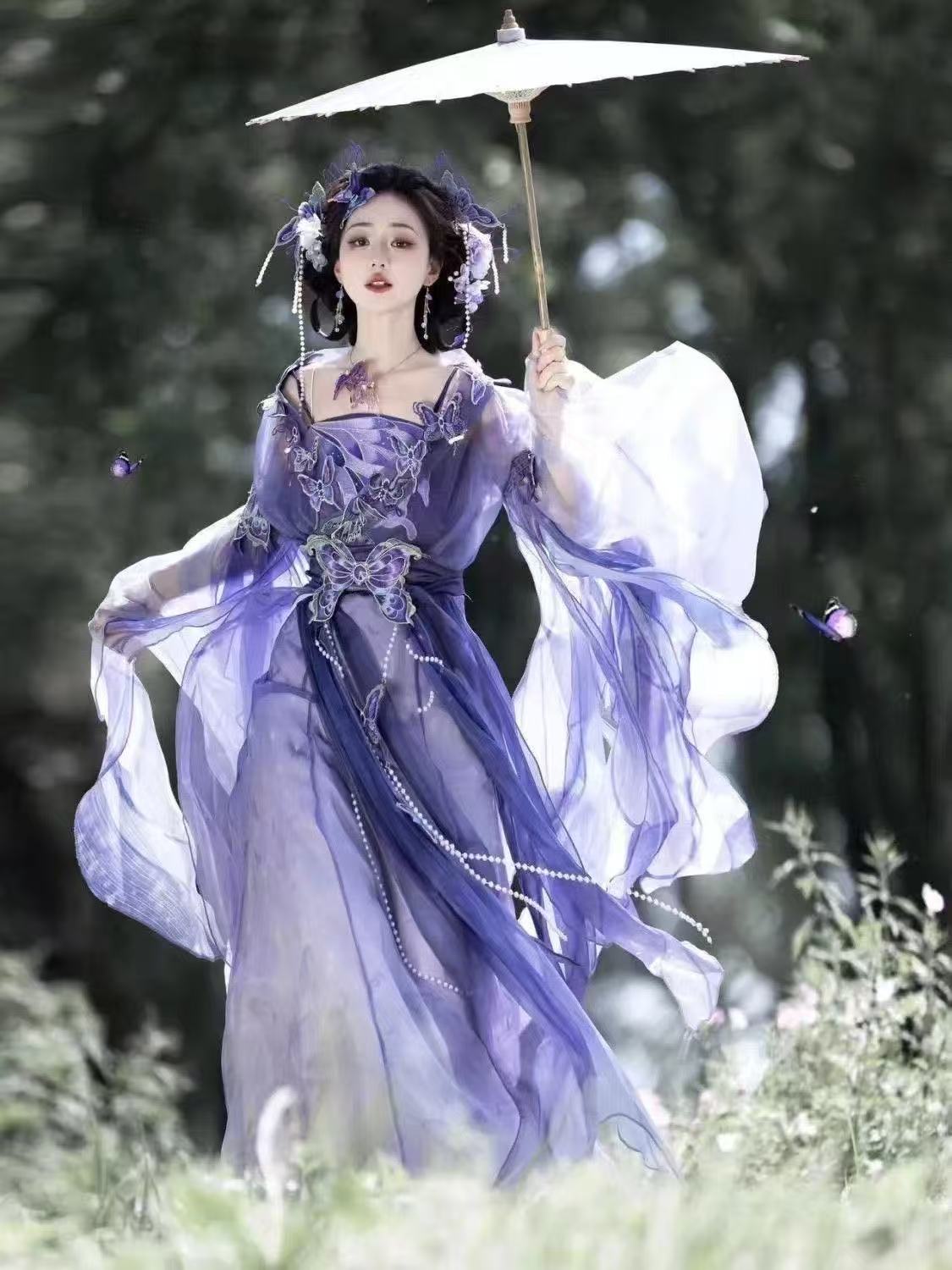 Original Chinese Purple Hanfu  - Embroidery Skirt 评论和价格
