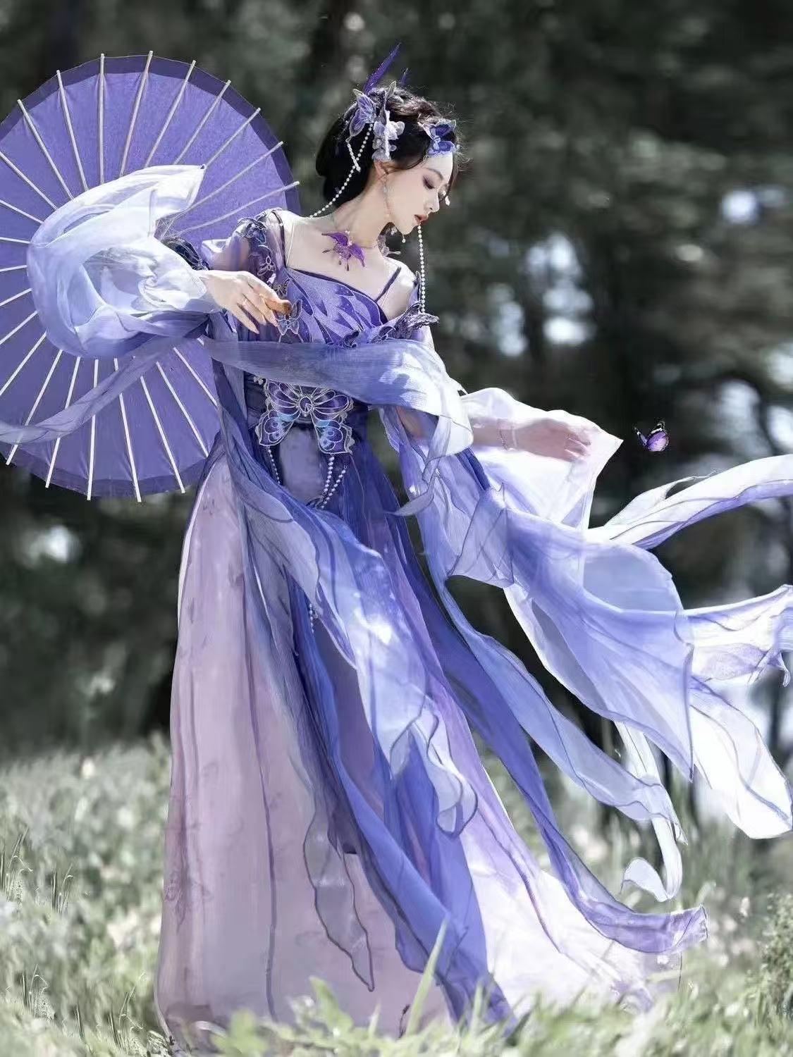 Original Chinese Purple Hanfu  - Embroidery Skirt 评论和价格