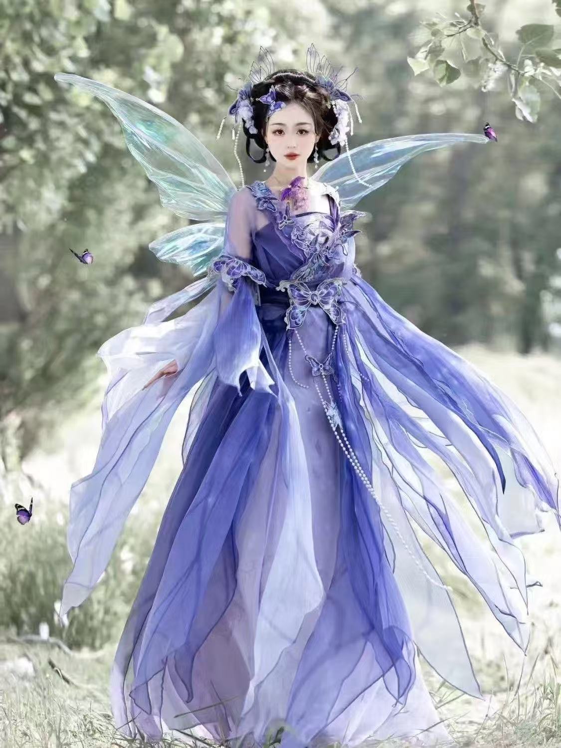 Original Chinese Purple Hanfu  - Embroidery Skirt 评论和价格