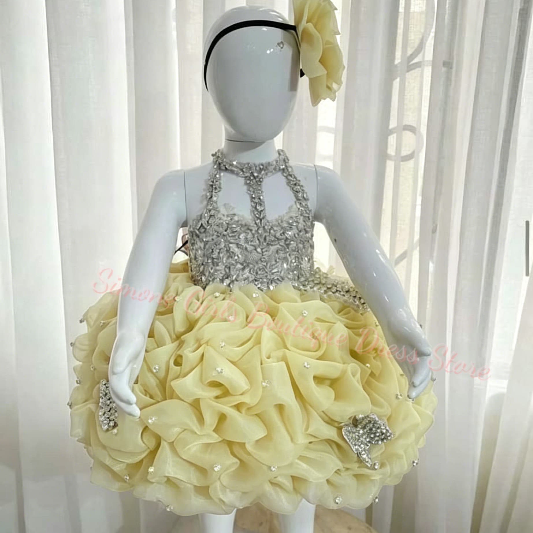 Yellow Ruffles Flower Girl Dre - Embroidery Yellow Flower 评论和价格