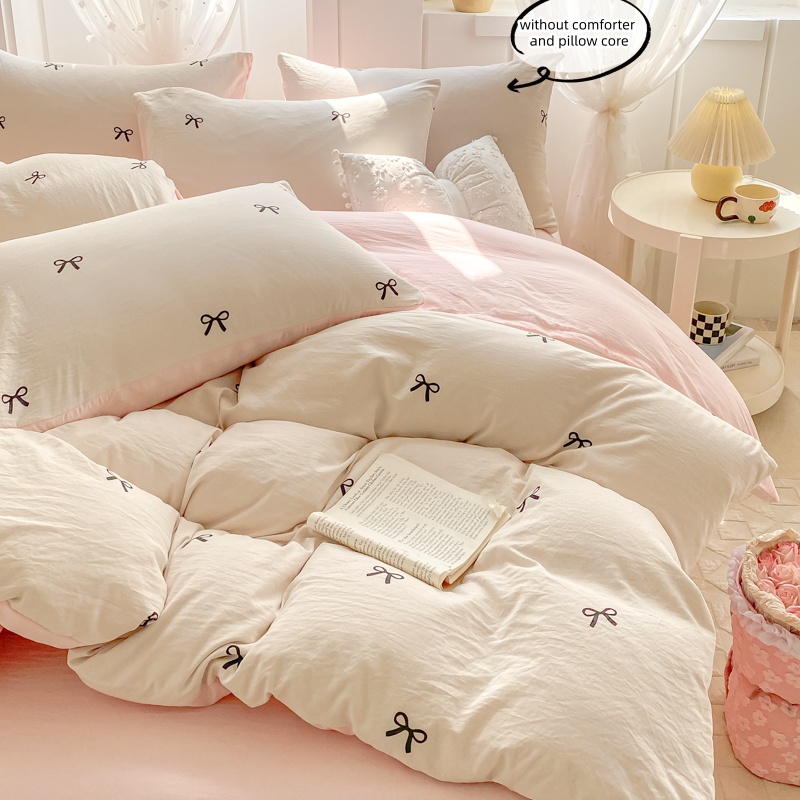 3 Piece Sheet Set  pink bowkno - Embroidery Class 评论和价格