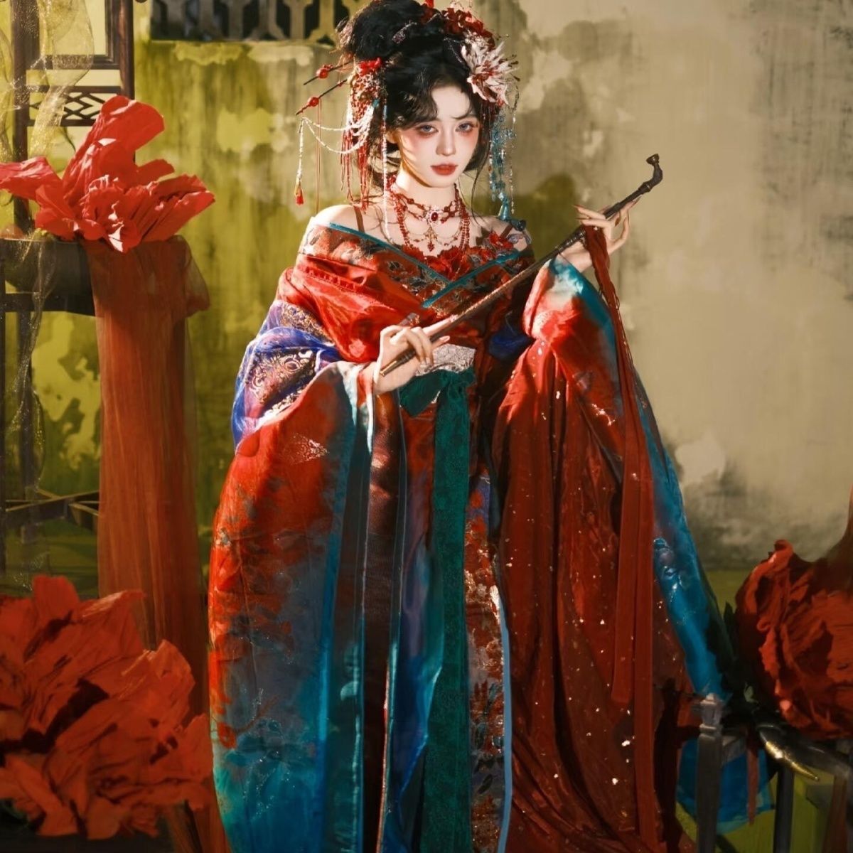 Black Blue Embroidery Hanfu Wo - Embroidery Dress 评论和价格