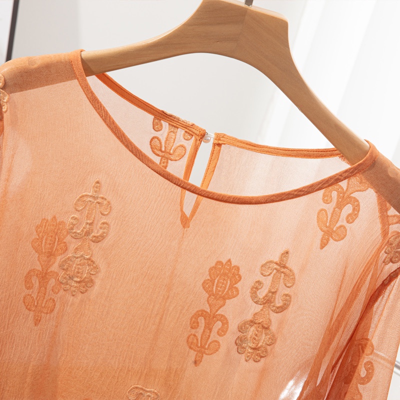 100% Mulberry Silk Women Long  - Embroidery Class 评论和价格