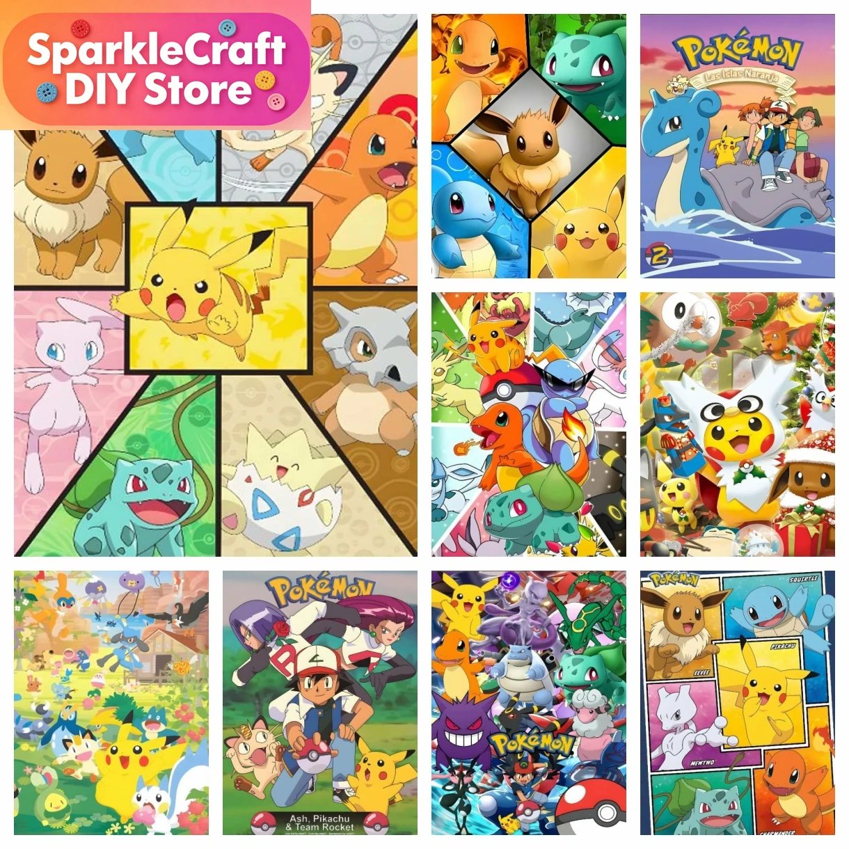 1pc frameless Cartoon Pokemon  - Embroidery Charm 评论和价格