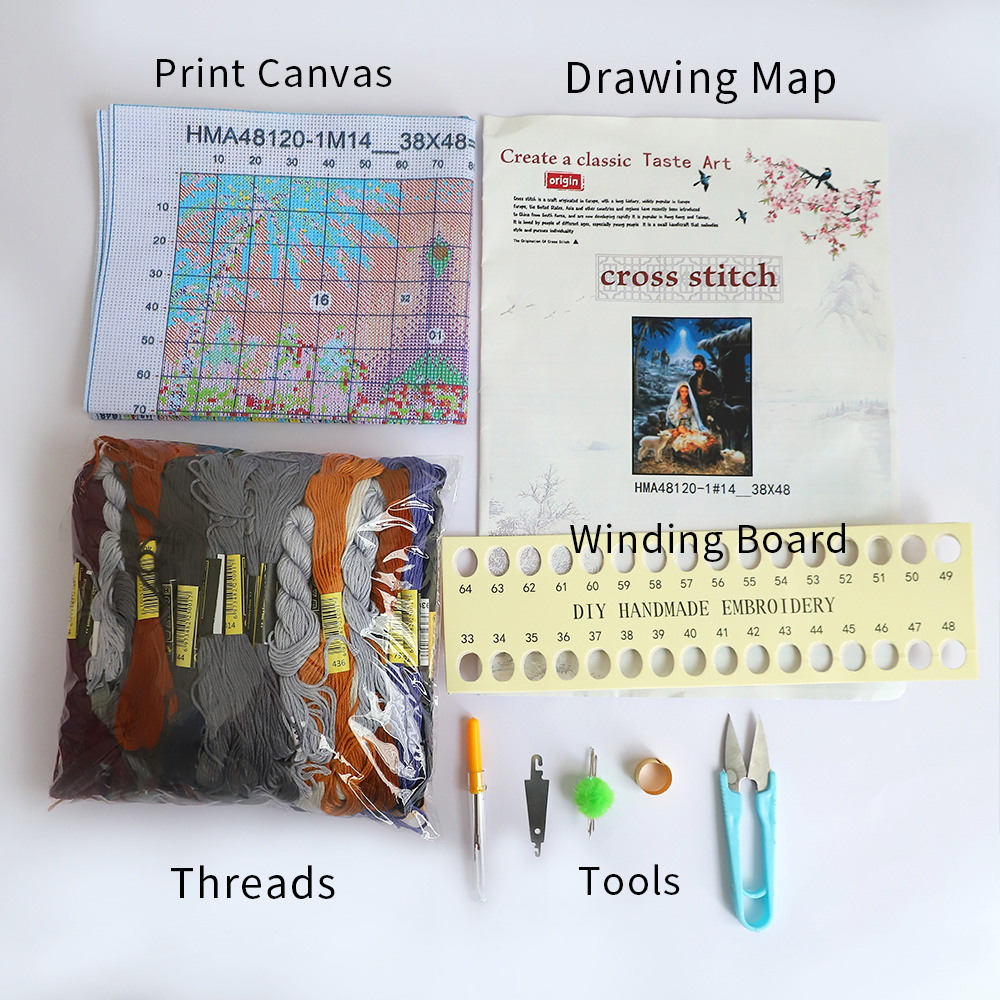 Cartoon Kids Printed Canvas 11 - Dmc Floss Set 评论和价格