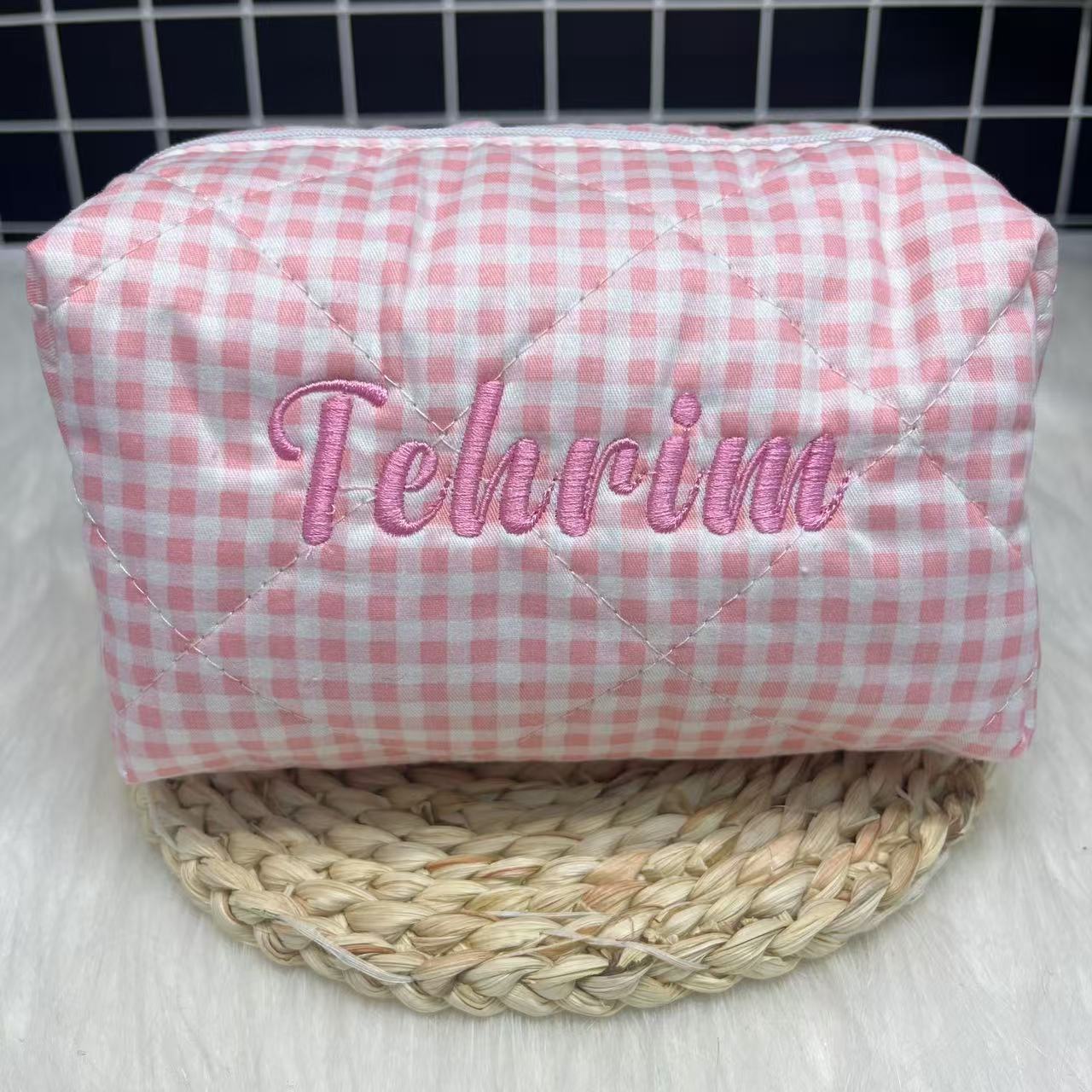 Large Capacity Striped Cosmeti - Embroidery Names 评论和价格