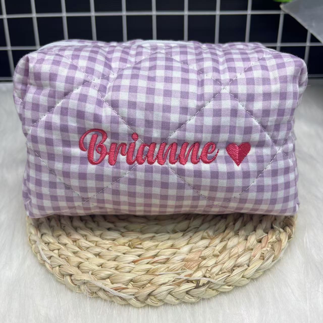 Large Capacity Striped Cosmeti - Embroidery Names 评论和价格