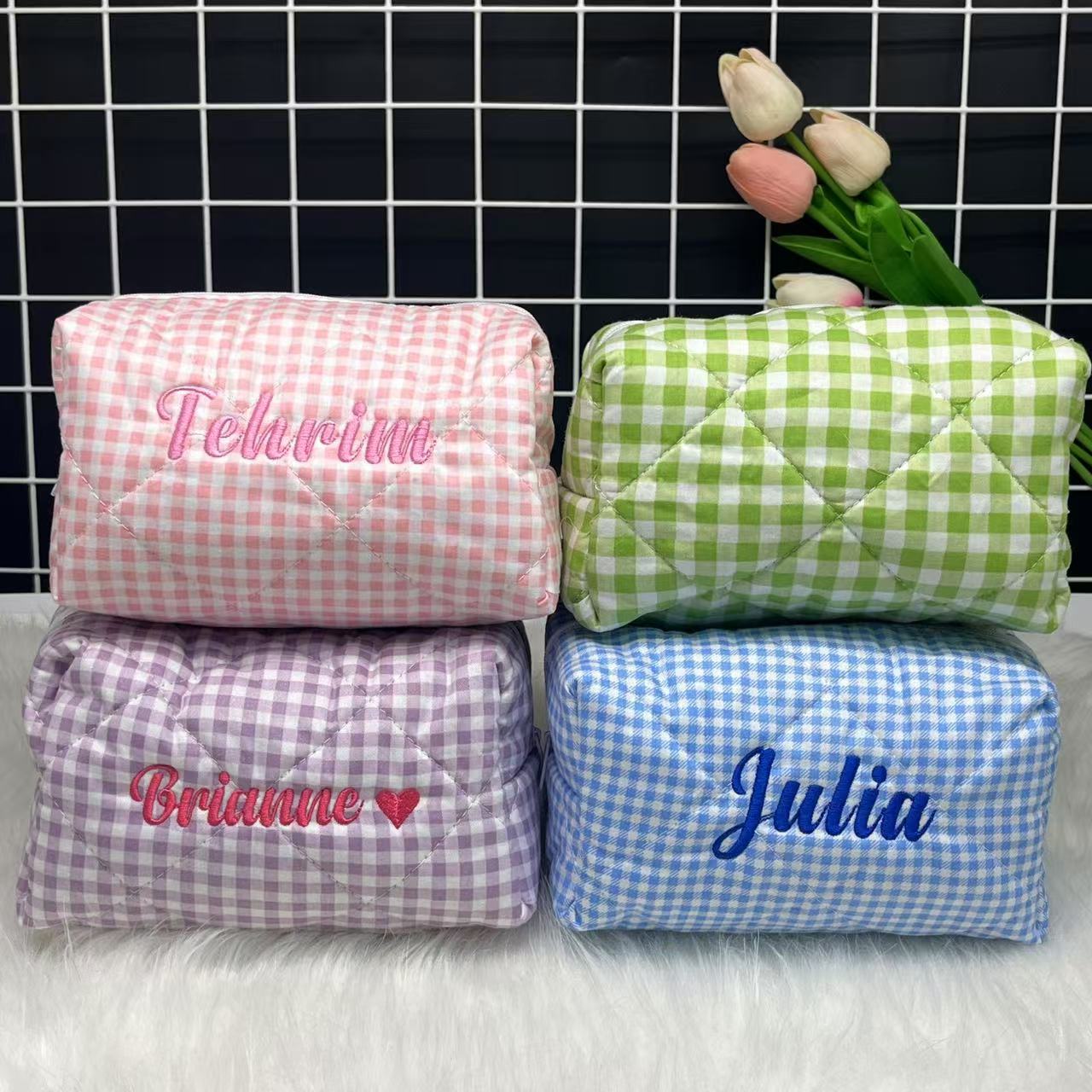 Large Capacity Striped Cosmeti - Embroidery Names 评论和价格