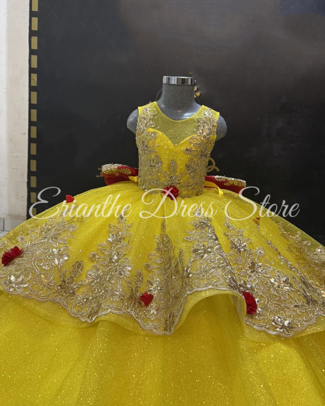 Yellow Flower Girl Dress For W - Embroidery Yellow Flower 评论和价格